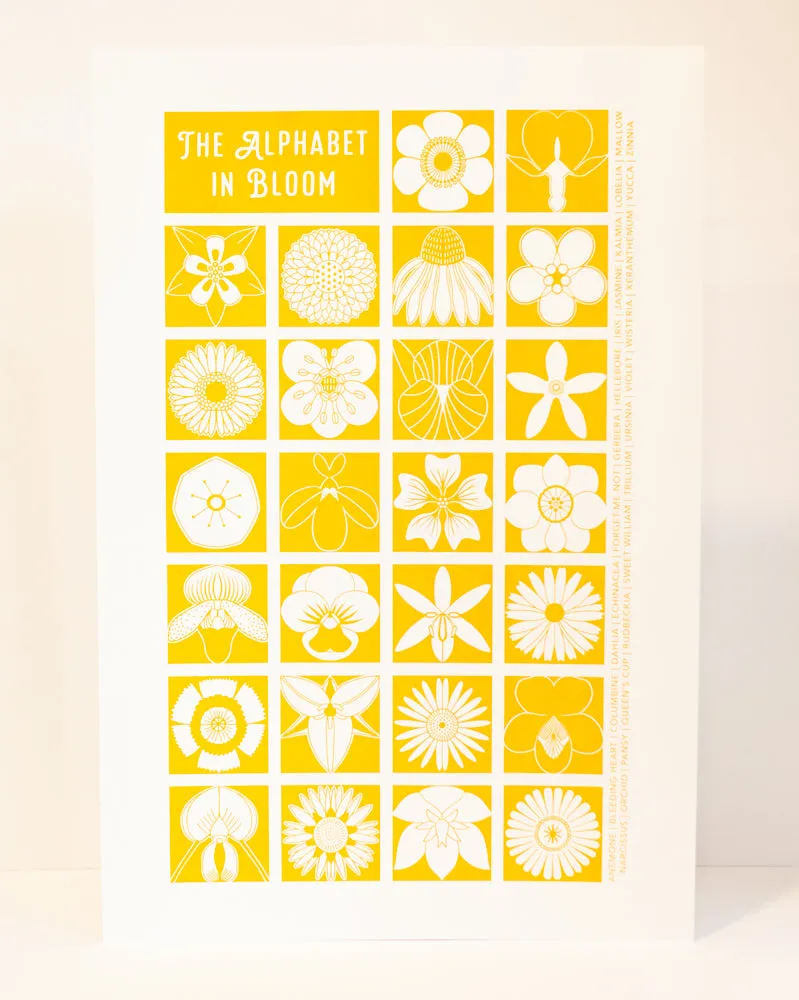 flower alphabet art print, the alphabet in bloom, Scandinavian flower art, flower wall art for the home