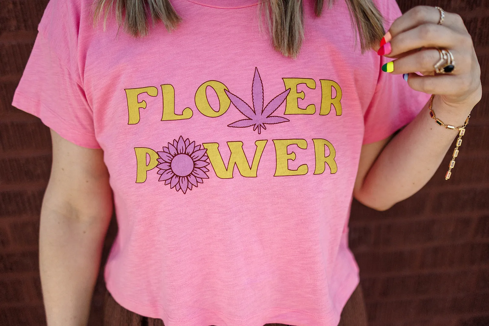 flower power slub crop tee