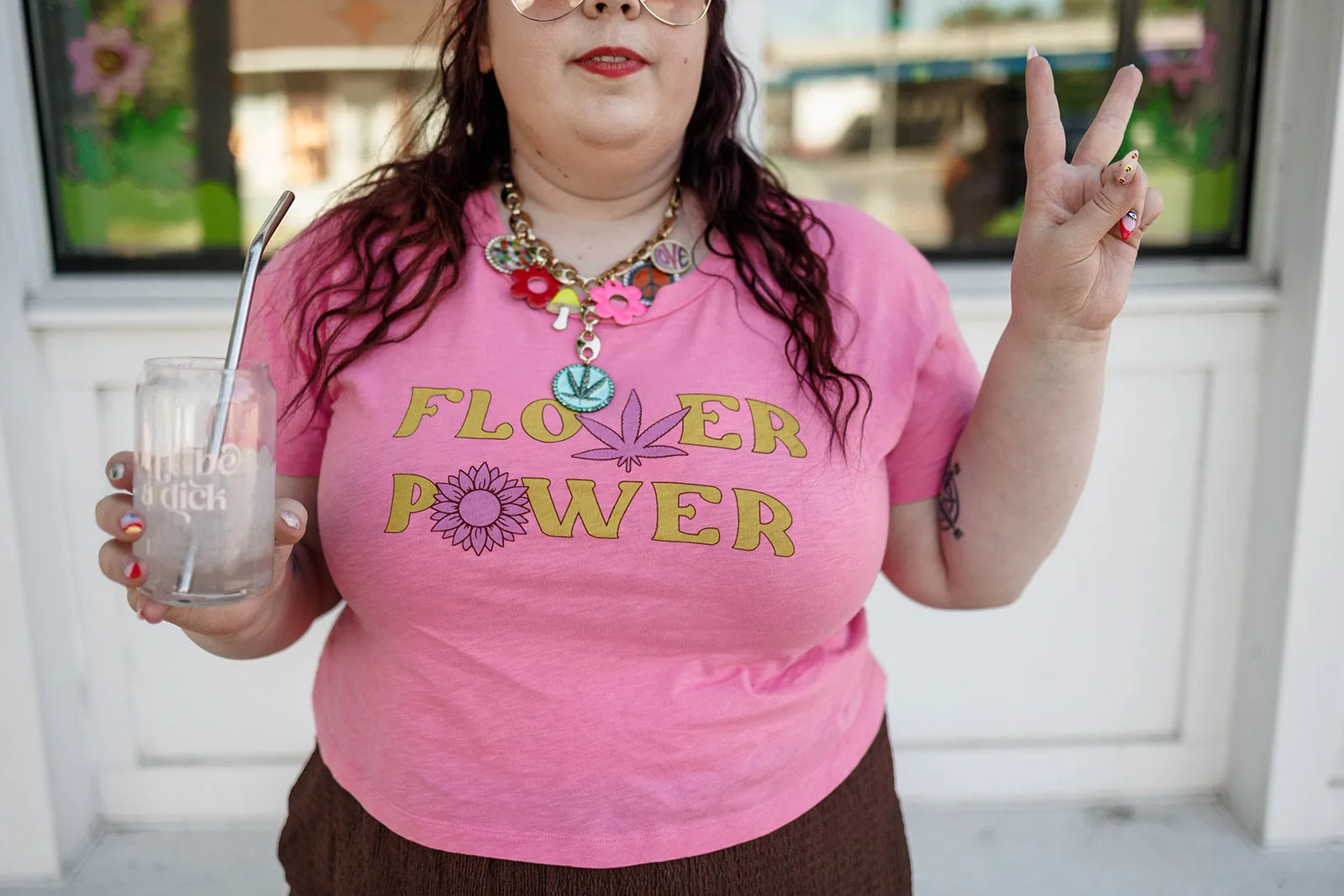 flower power slub crop tee