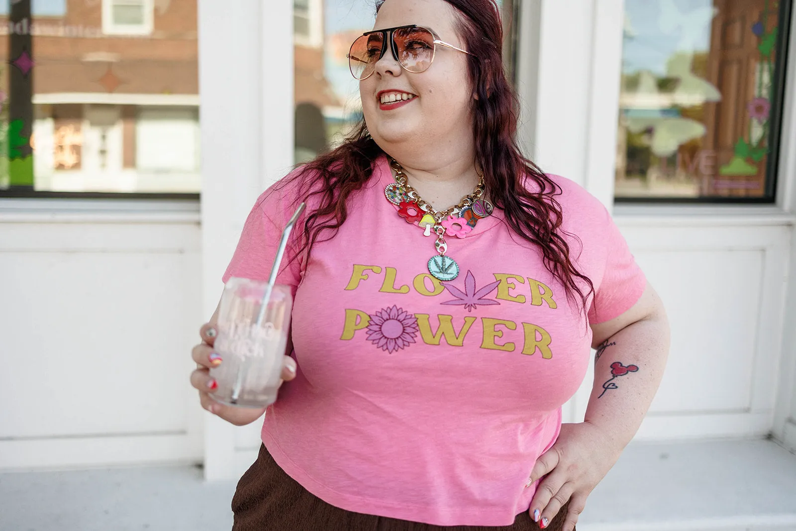 flower power slub crop tee
