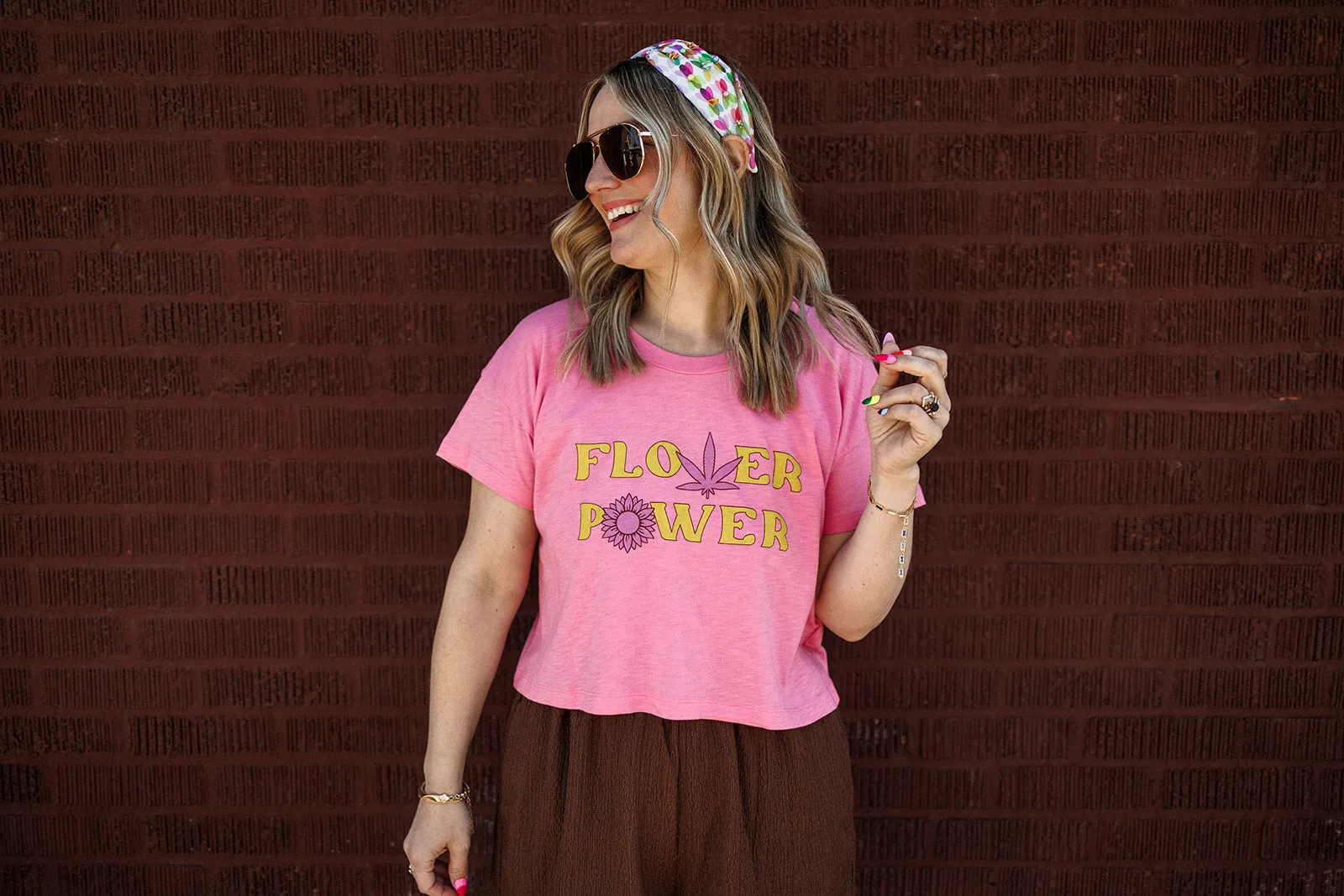 flower power slub crop tee