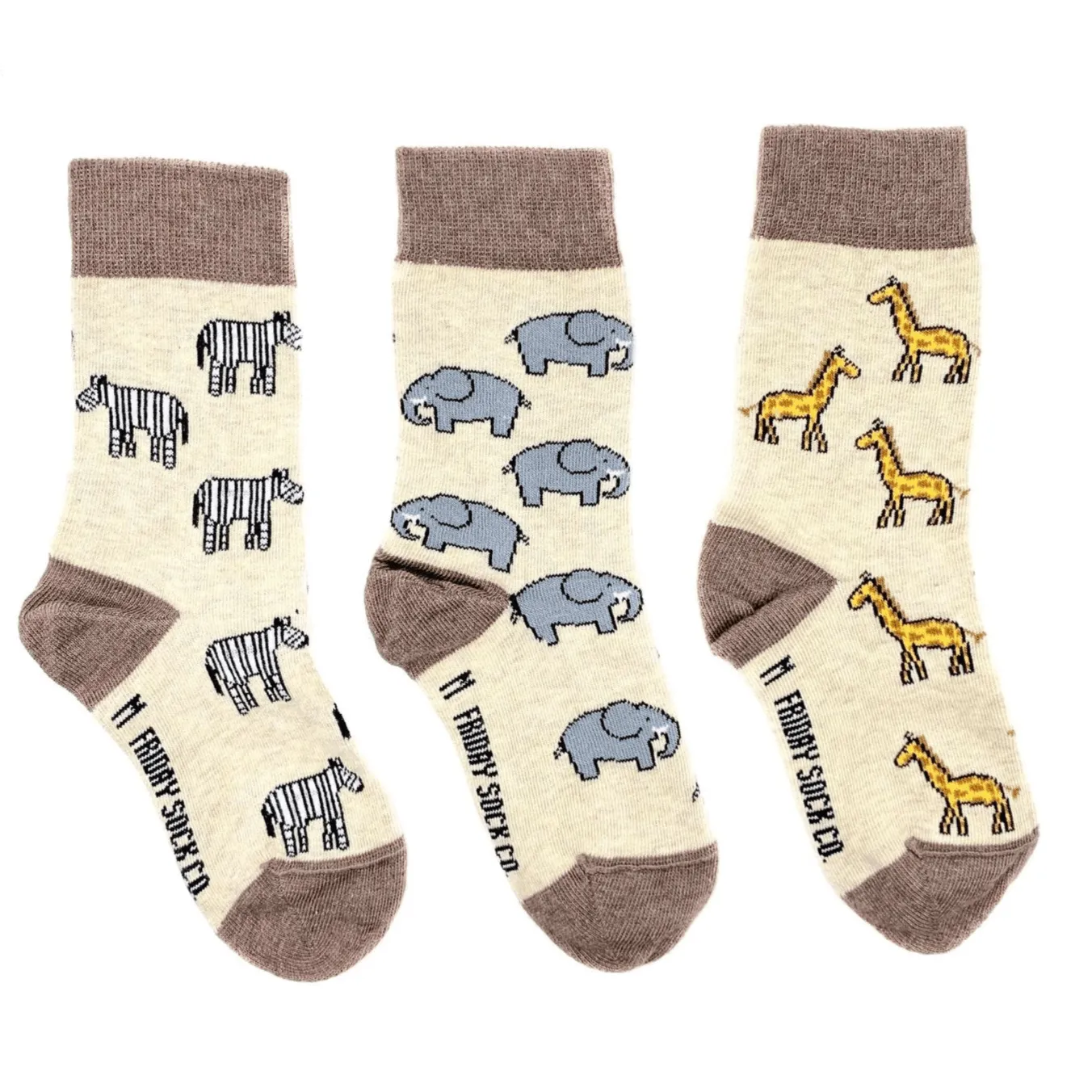 FRIDAY SOCK CO - Kid's Zebra, Elephant, & Giraffe Socks
