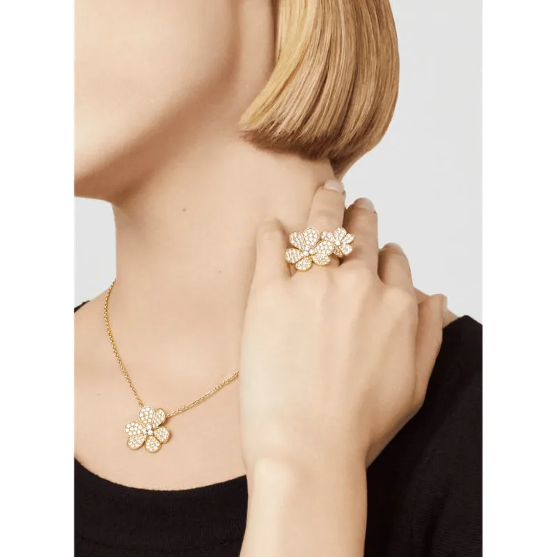 Frivole Clover Between the Finger Yellow Gold-Plated Ring