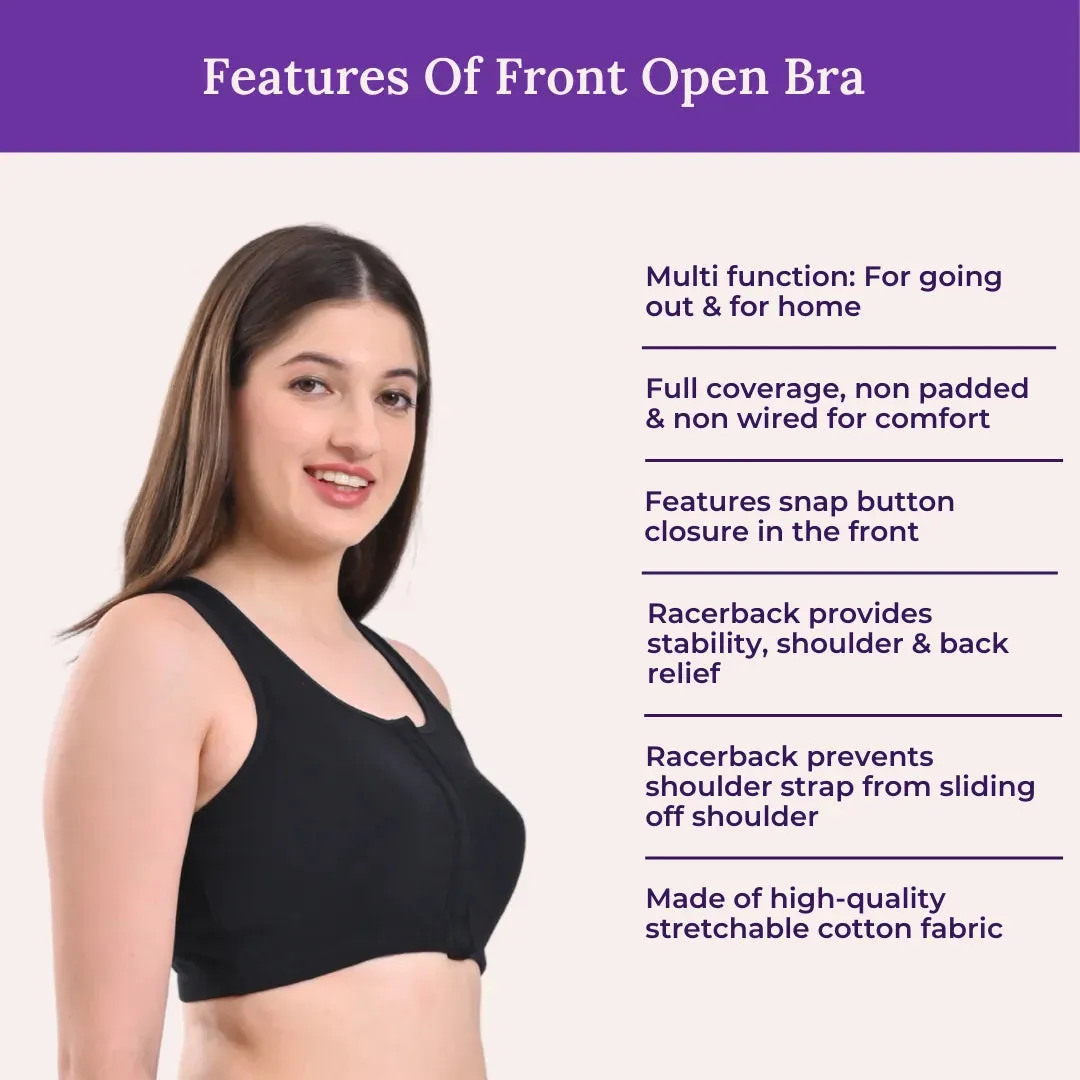 Front Open Bra | Non Padded | Non Wired | Full Coverage | Racerback