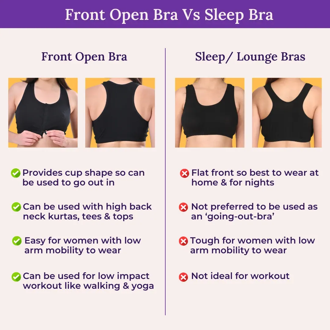 Front Open Bra | Non Padded | Non Wired | Full Coverage | Racerback