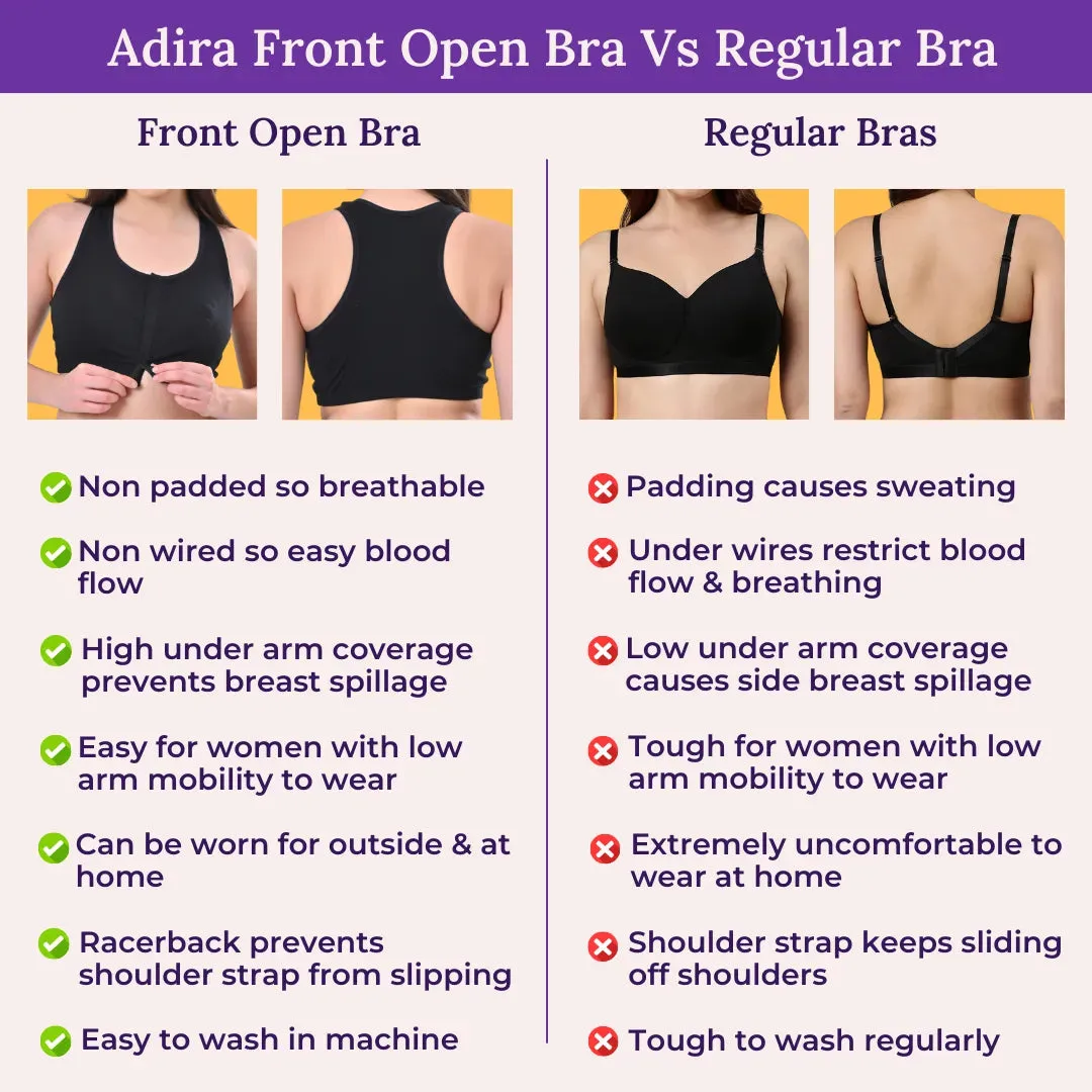 Front Open Bra | Non Padded | Non Wired | Full Coverage | Racerback