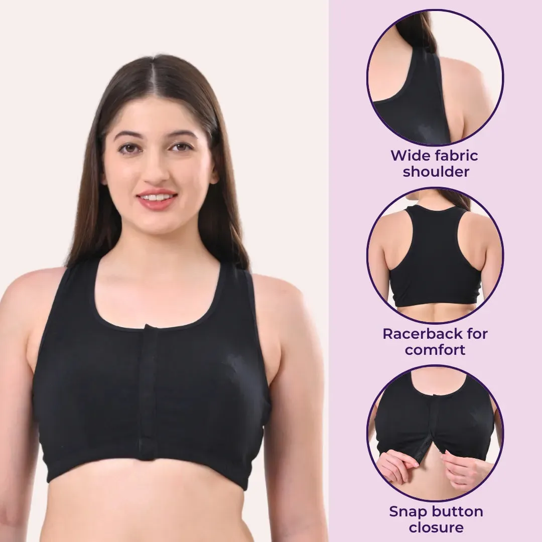 Front Open Bra | Non Padded | Non Wired | Full Coverage | Racerback