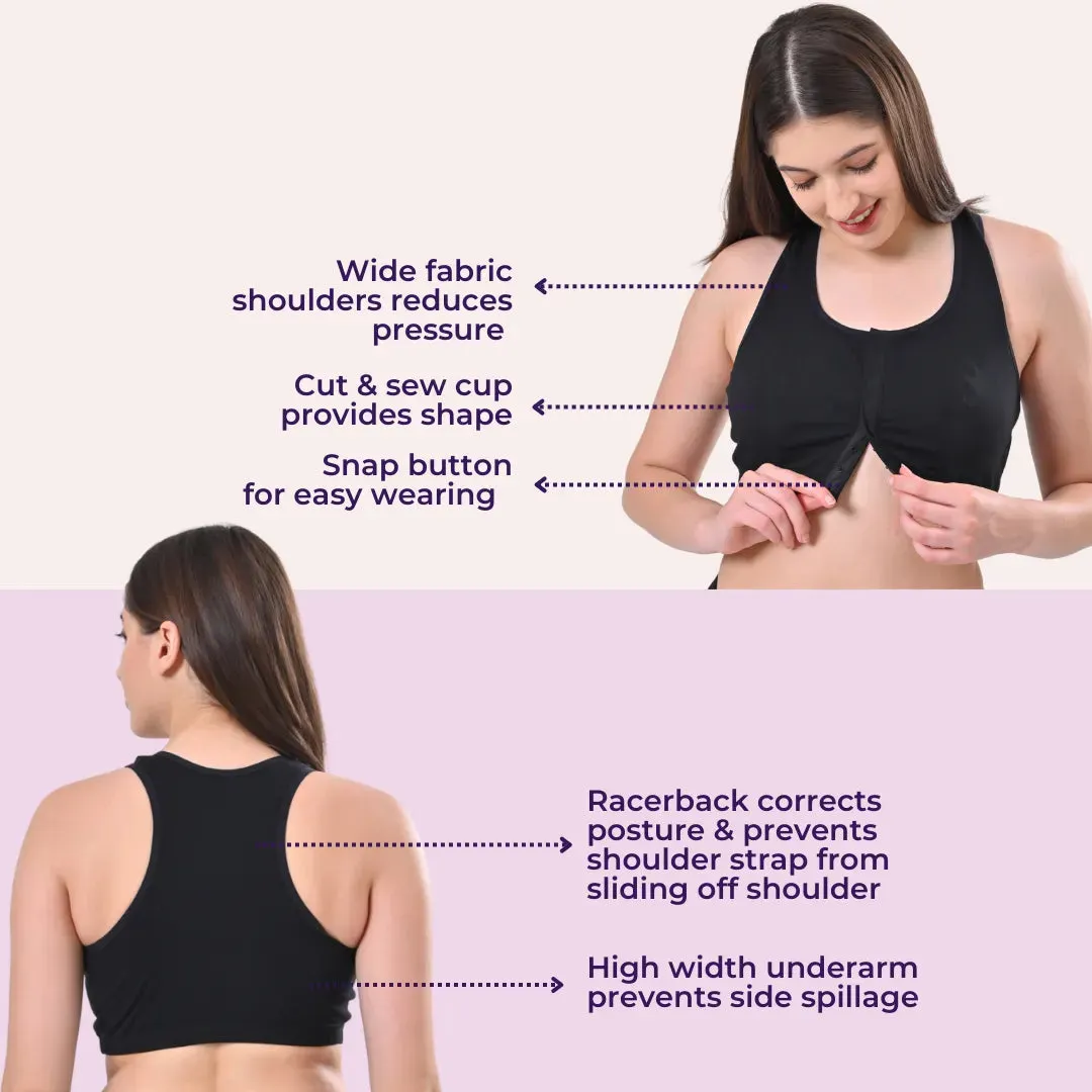 Front Open Bra | Non Padded | Non Wired | Full Coverage | Racerback