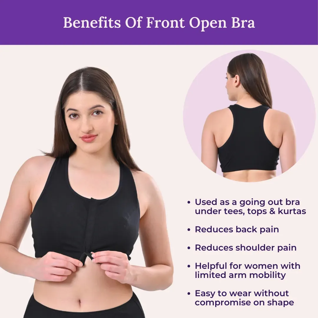 Front Open Bra | Non Padded | Non Wired | Full Coverage | Racerback