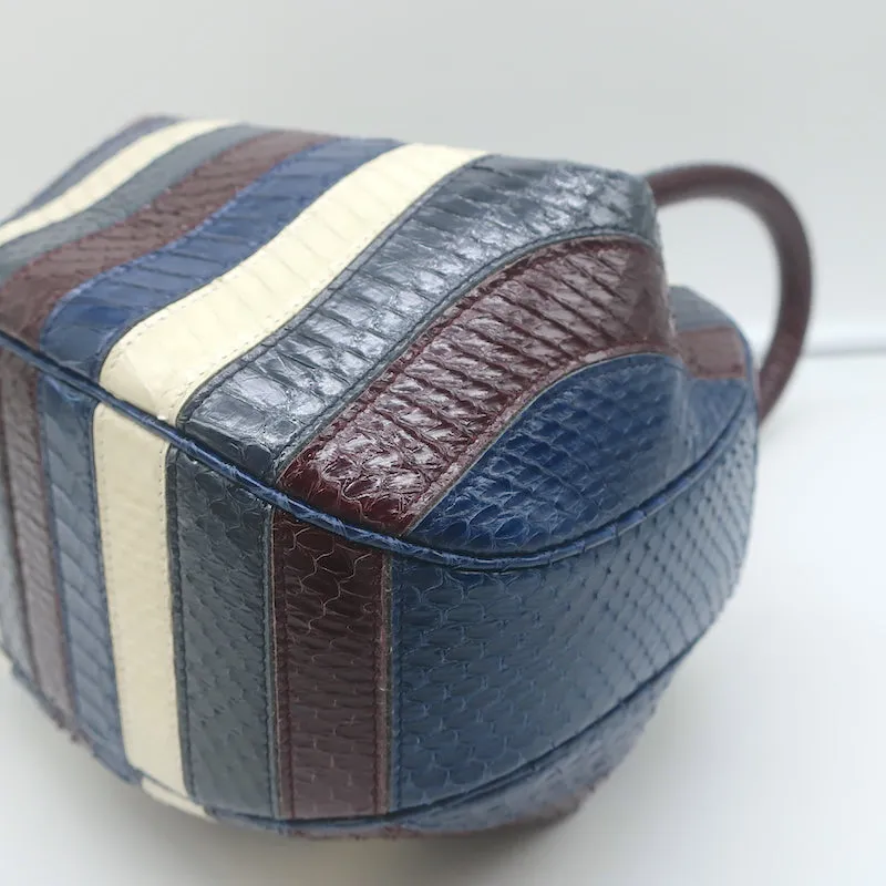 Gabriela Hearst Nina Bag Blue/Burgundy Striped Snakeskin NEW