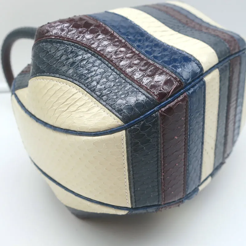 Gabriela Hearst Nina Bag Blue/Burgundy Striped Snakeskin NEW