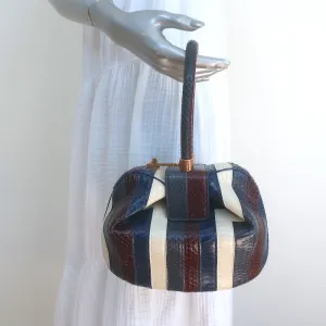 Gabriela Hearst Nina Bag Blue/Burgundy Striped Snakeskin NEW