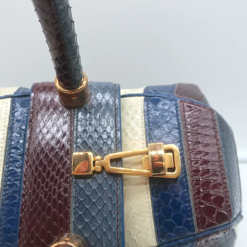 Gabriela Hearst Nina Bag Blue/Burgundy Striped Snakeskin NEW