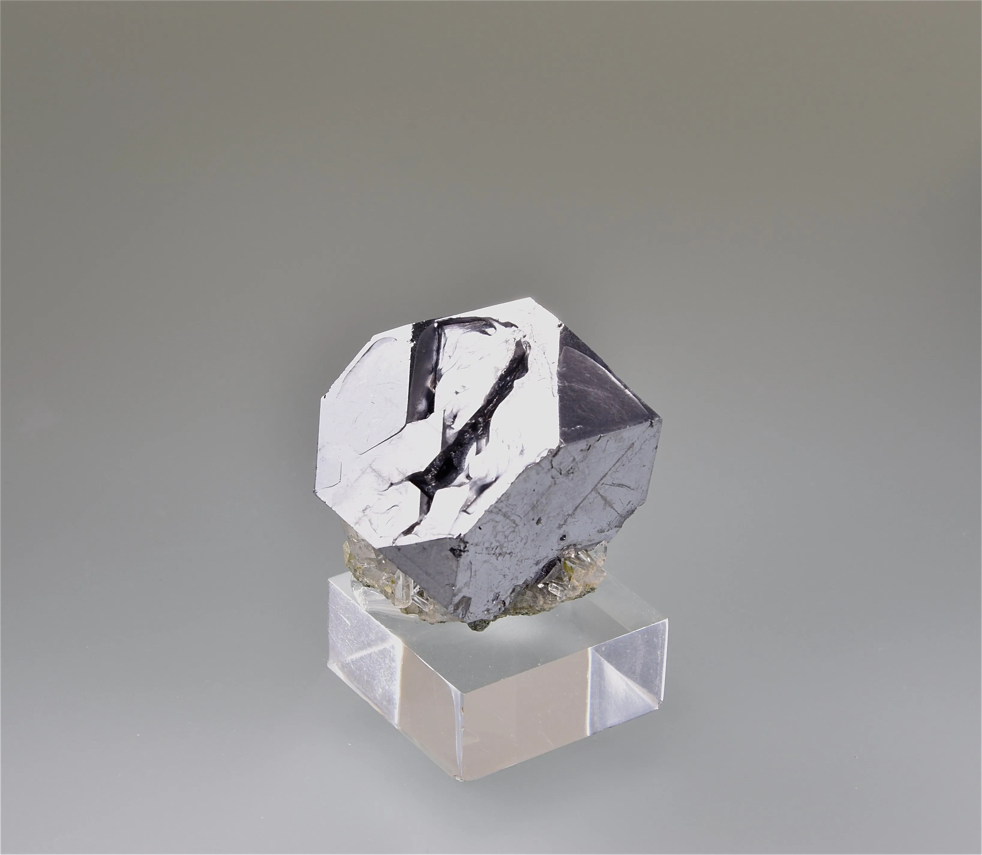 Galena with Quartz, Gjudurska Mine, Madan District, Smolyan Oblast, Southern Rhodope Mountains, Bulgaria, Mined 2009, Miniature 2.5 x 3.0 x 3.0 cm, $50.  Online 3/5.