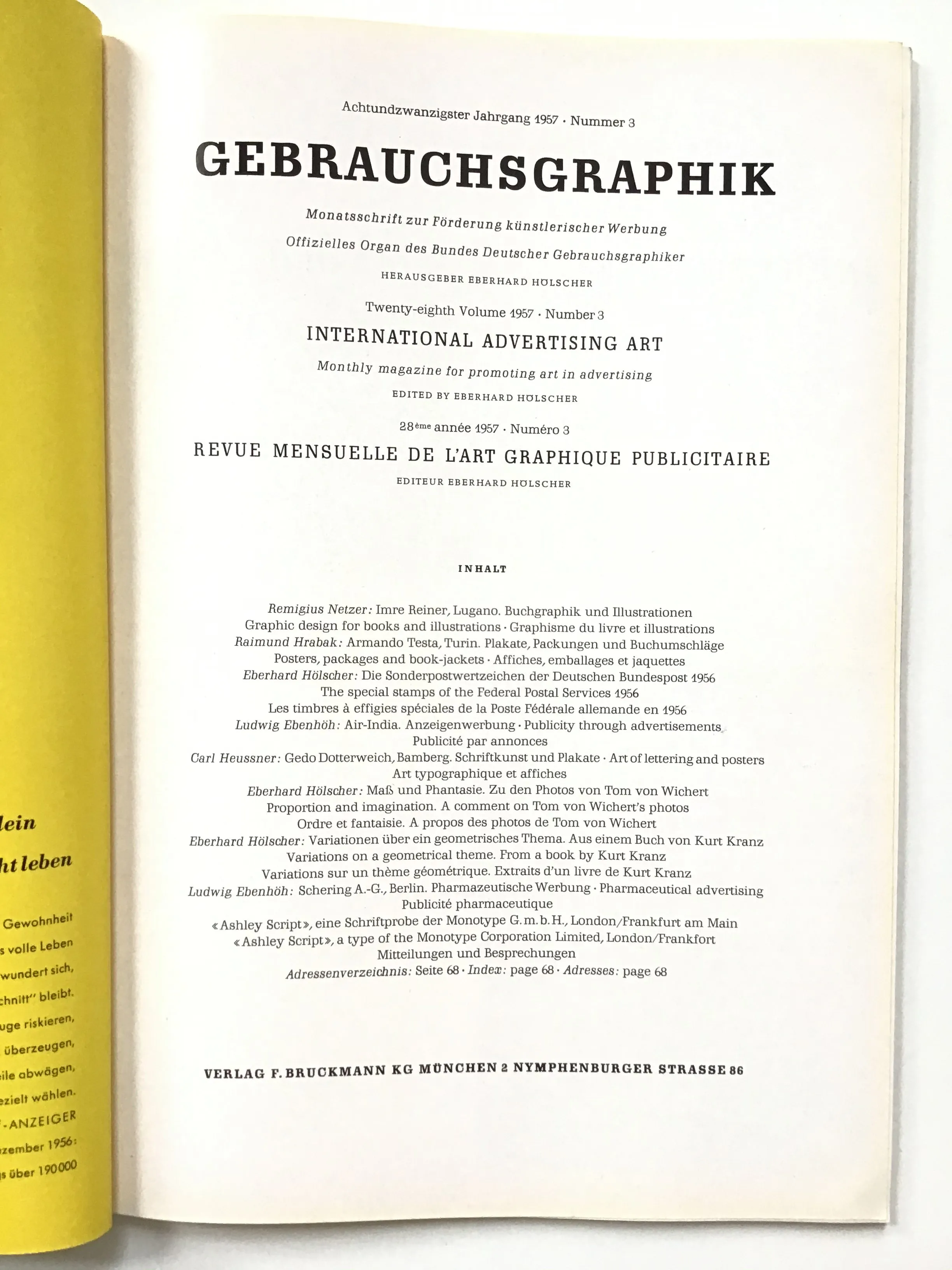 Gebrauchsgraphik magazine on International Advertising Art  March 1957