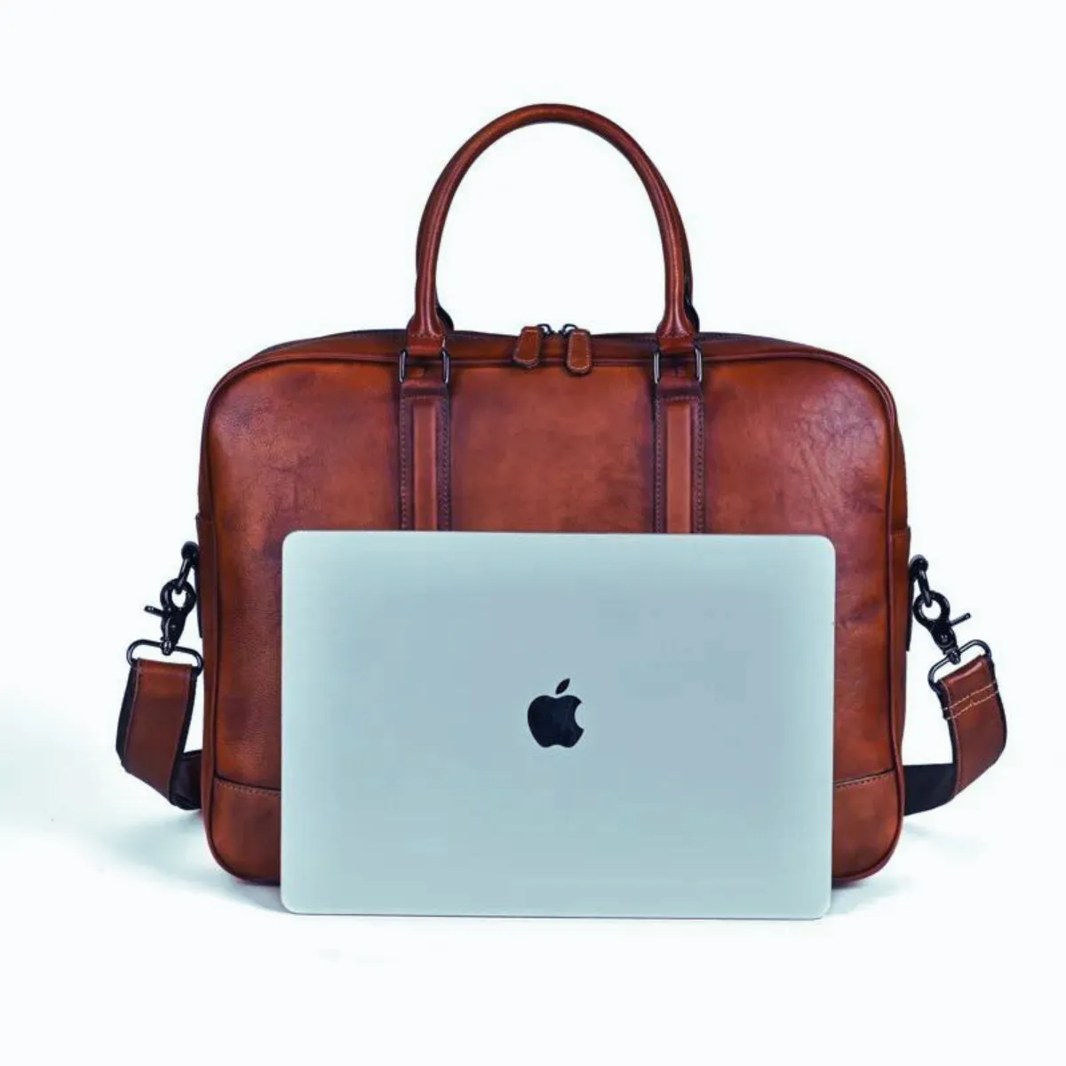 Genuine Leather Men Briefcase Handmade Unique Style Natural Cowhide Vintage Casual Computer Bag Fashion Crossbody Bag For 15 Inch Laptops