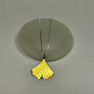 GINGKO STERLING SILVER W/KEUMBOO GOLD FINISH AND SS CHAIN  MS216