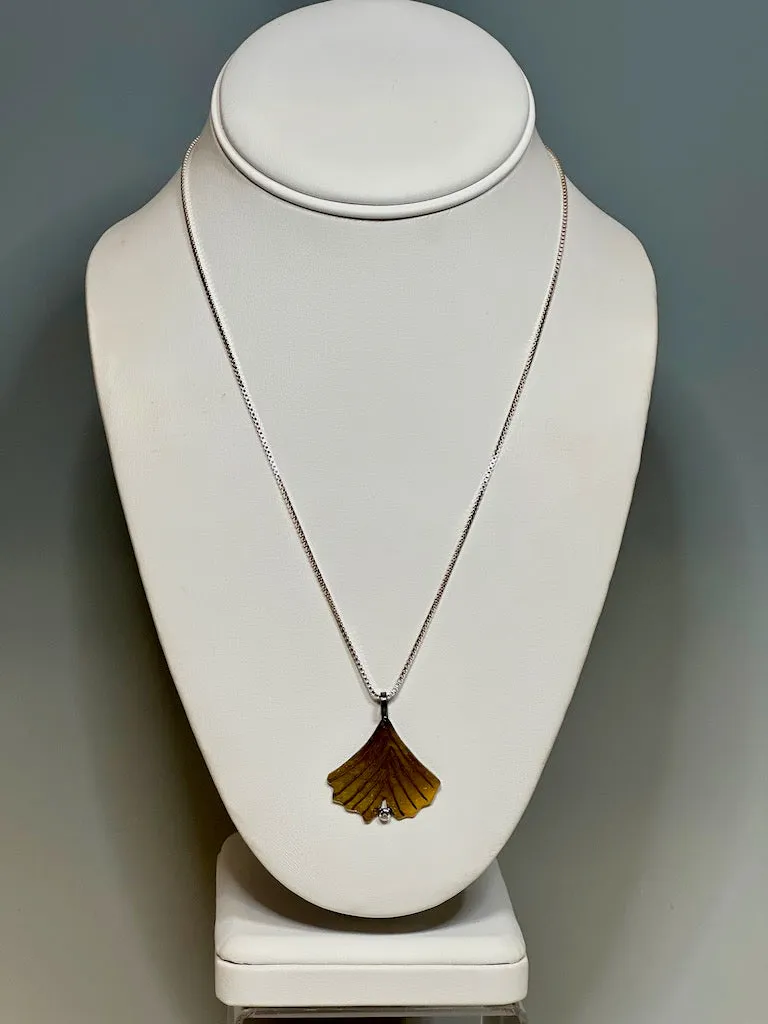 GINGKO STERLING SILVER W/KEUMBOO GOLD FINISH AND SS CHAIN  MS216
