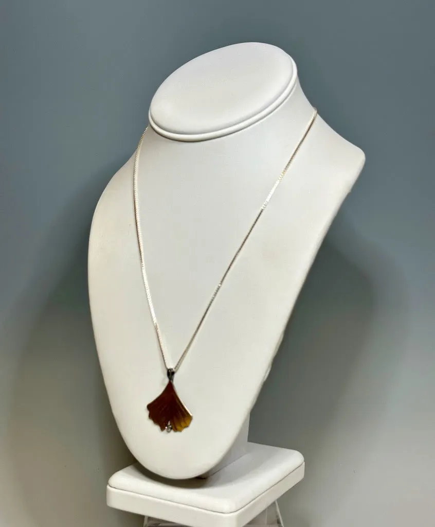 GINGKO STERLING SILVER W/KEUMBOO GOLD FINISH AND SS CHAIN  MS216