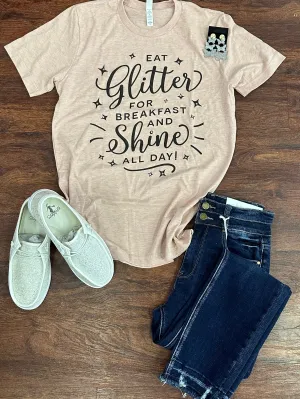 Glitter for Breakfast Tee: Heather Pink