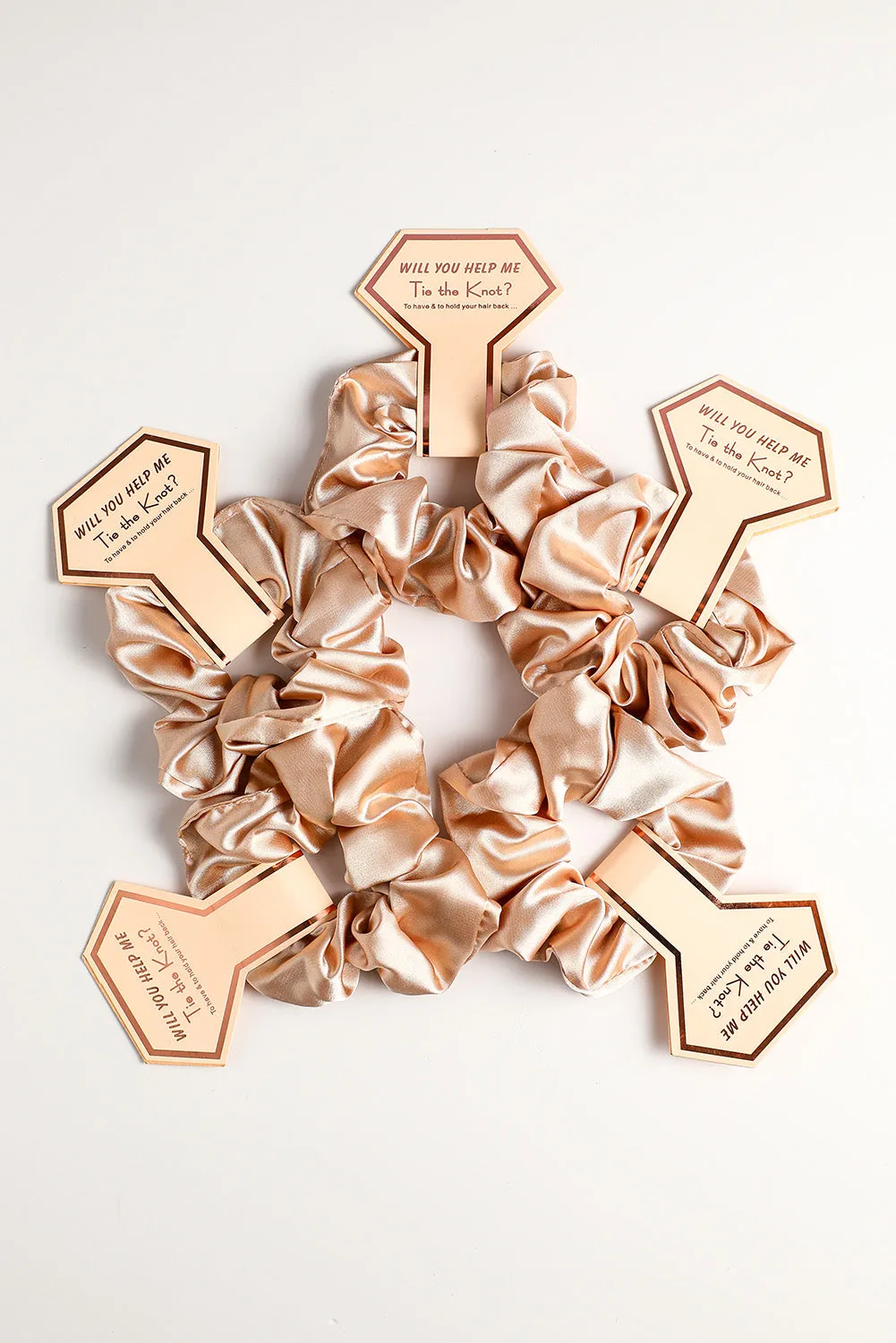 Gold Satin 5-piece Scrunchie Set