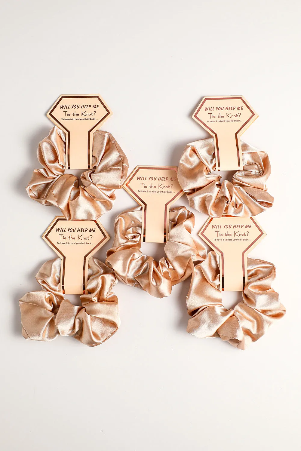 Gold Satin 5-piece Scrunchie Set