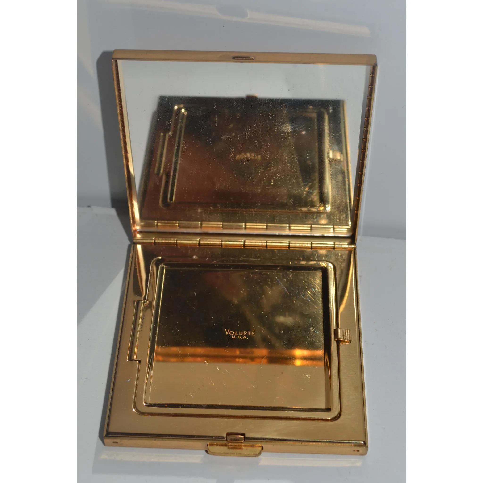 Goldtone Rhinestone Compact By Volupte