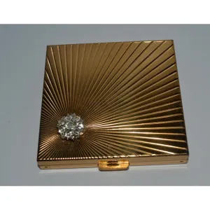 Goldtone Rhinestone Compact By Volupte