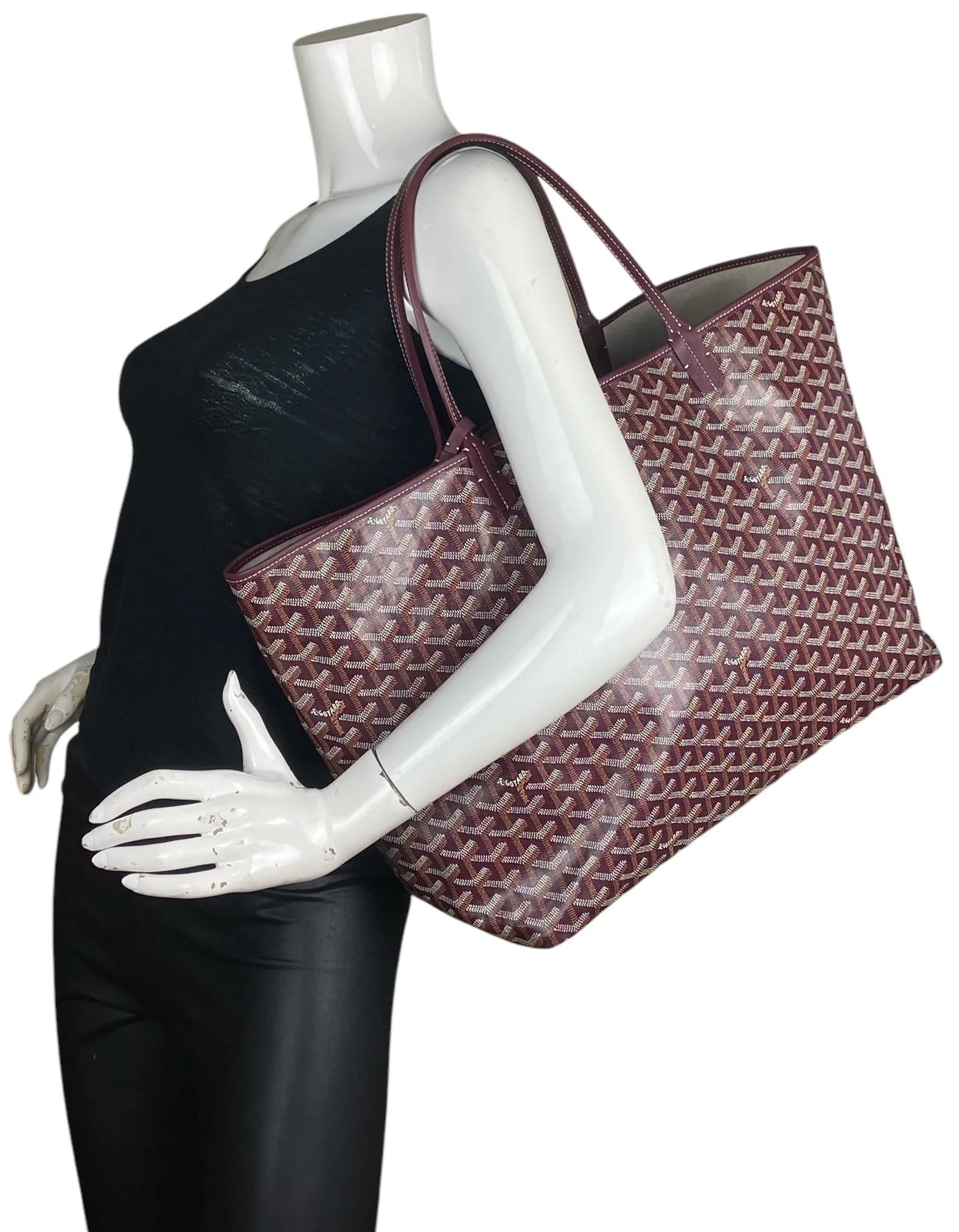 Goyard Burgundy Goyardine St. Louis GM Tote Bag