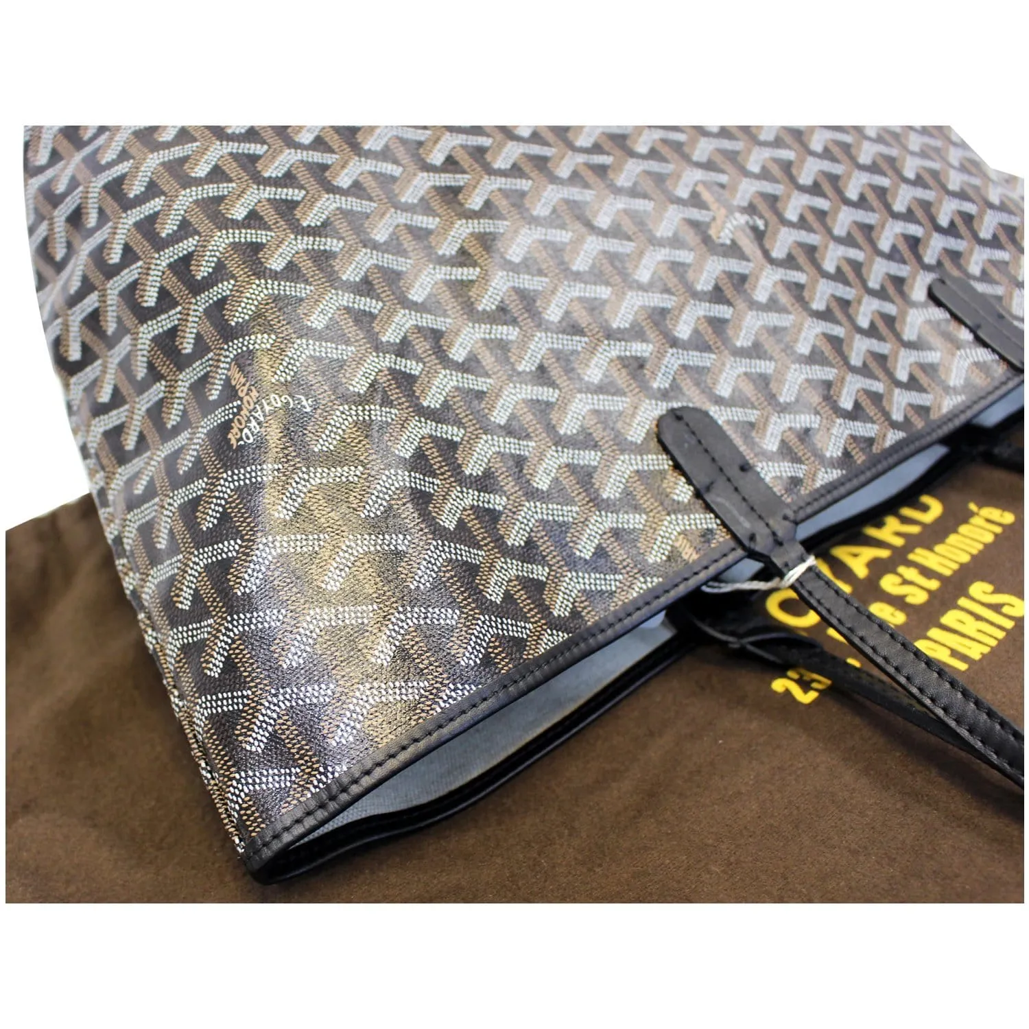 GOYARD Goyardine Saint Louis PM Tote Bag Black