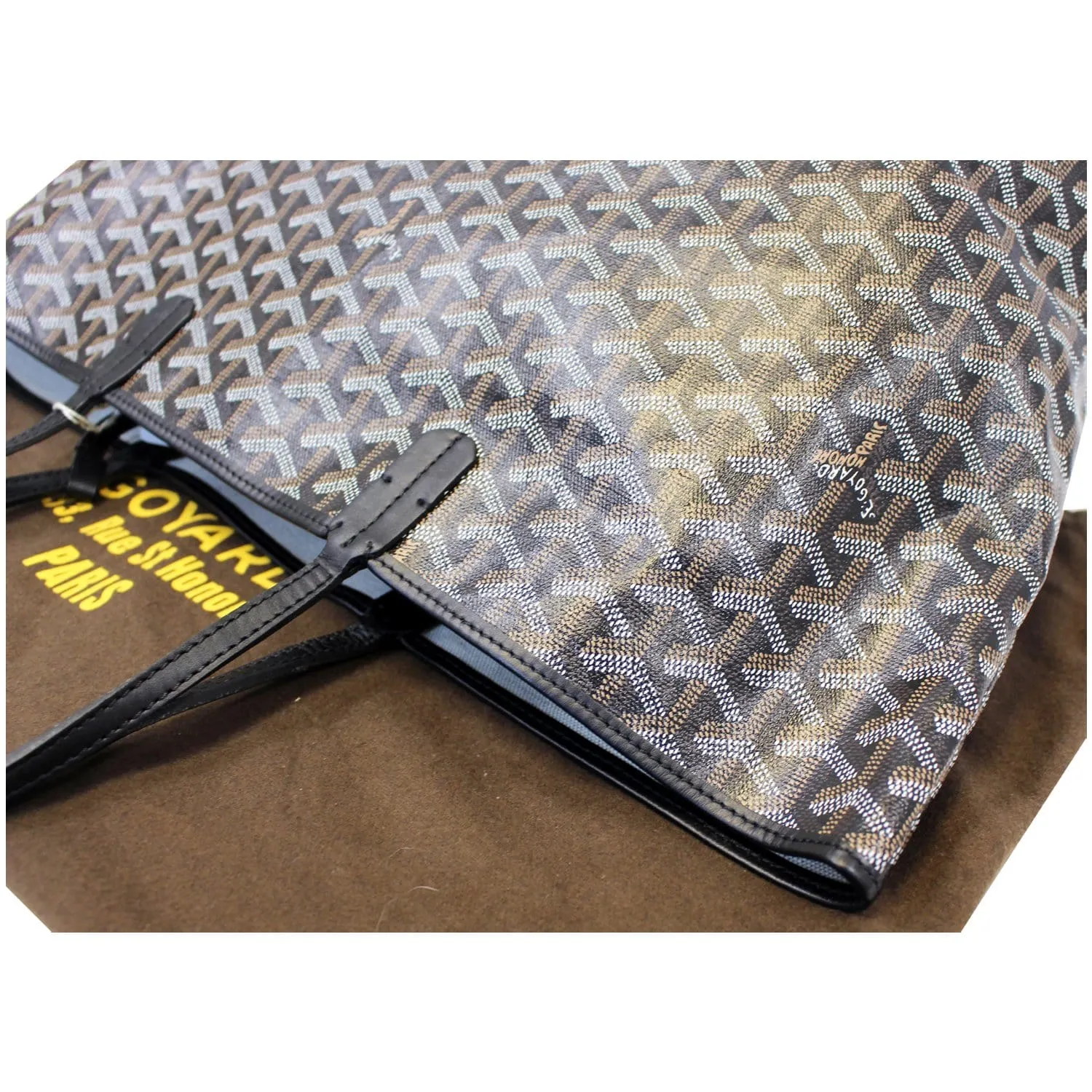 GOYARD Goyardine Saint Louis PM Tote Bag Black