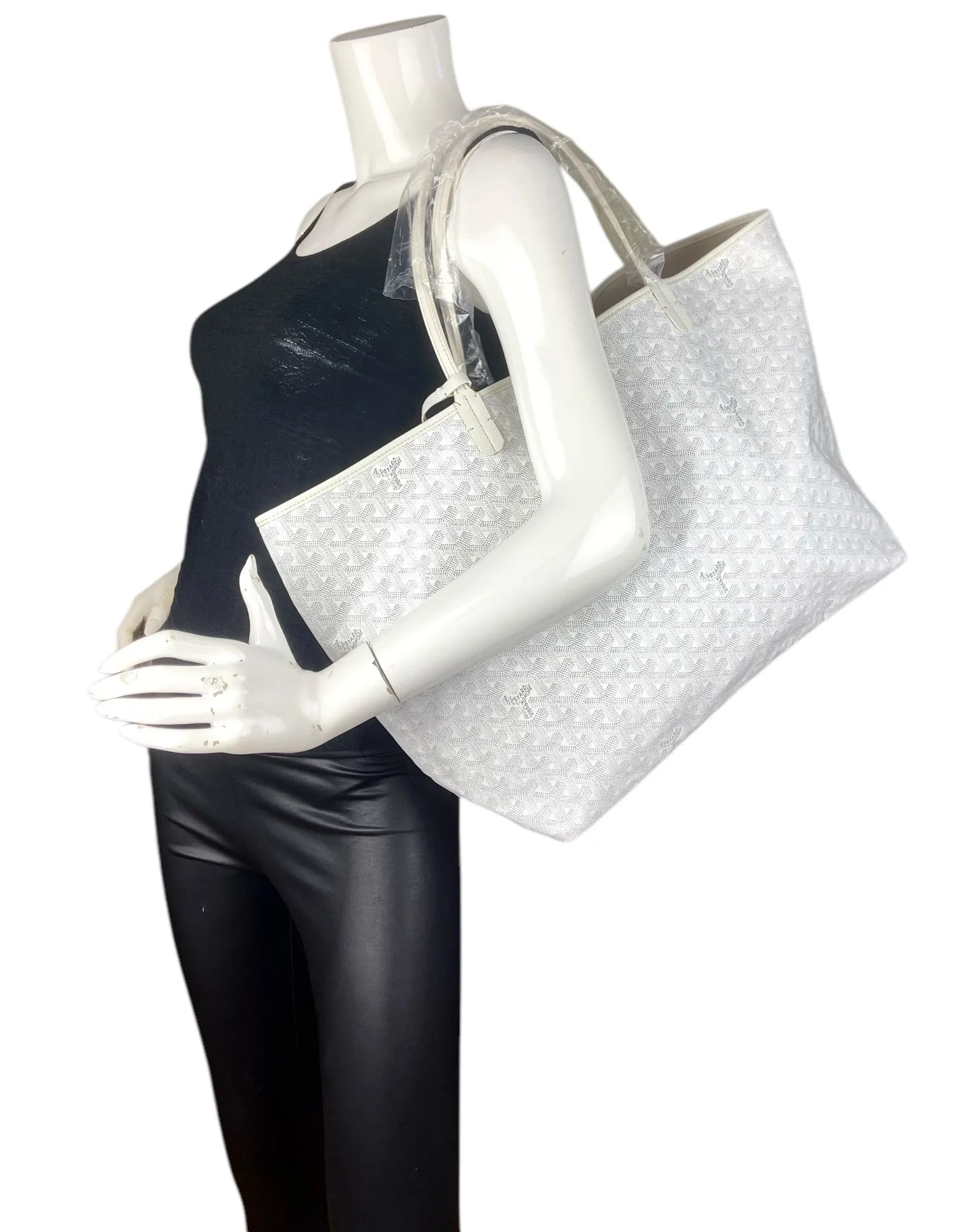 Goyard NEW White Goyardine St. Louis GM Tote