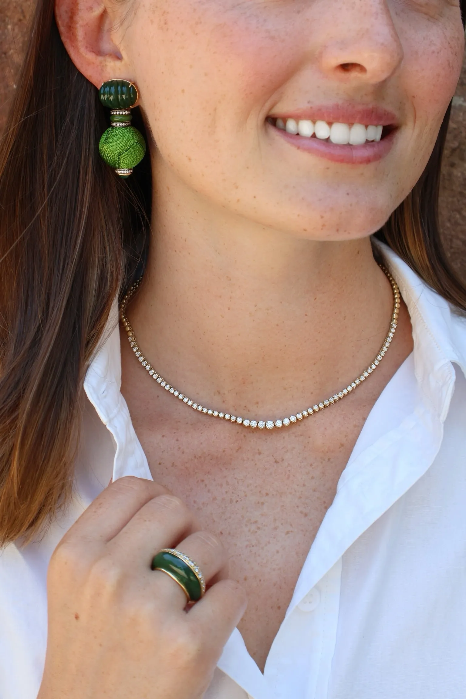 Graduated Half Diamond Riviera Necklace