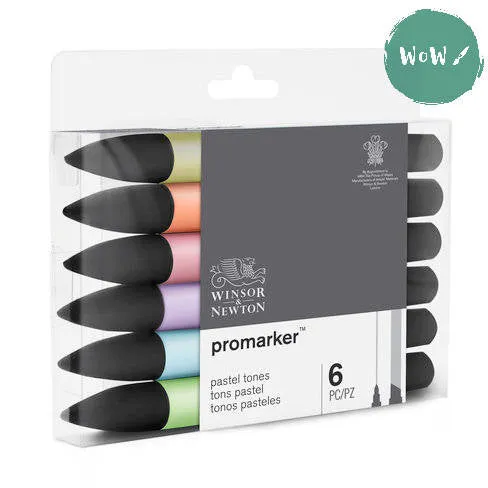 GRAPHIC MARKER PEN - Winsor & Newton ProMarker Set- 6 PASTEL  TONES SET