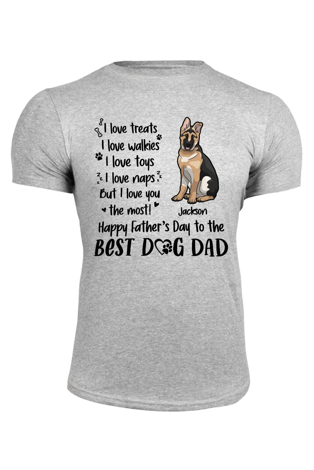 Gray Best Dog Dad Letter Graphic Print Men's T Shirt