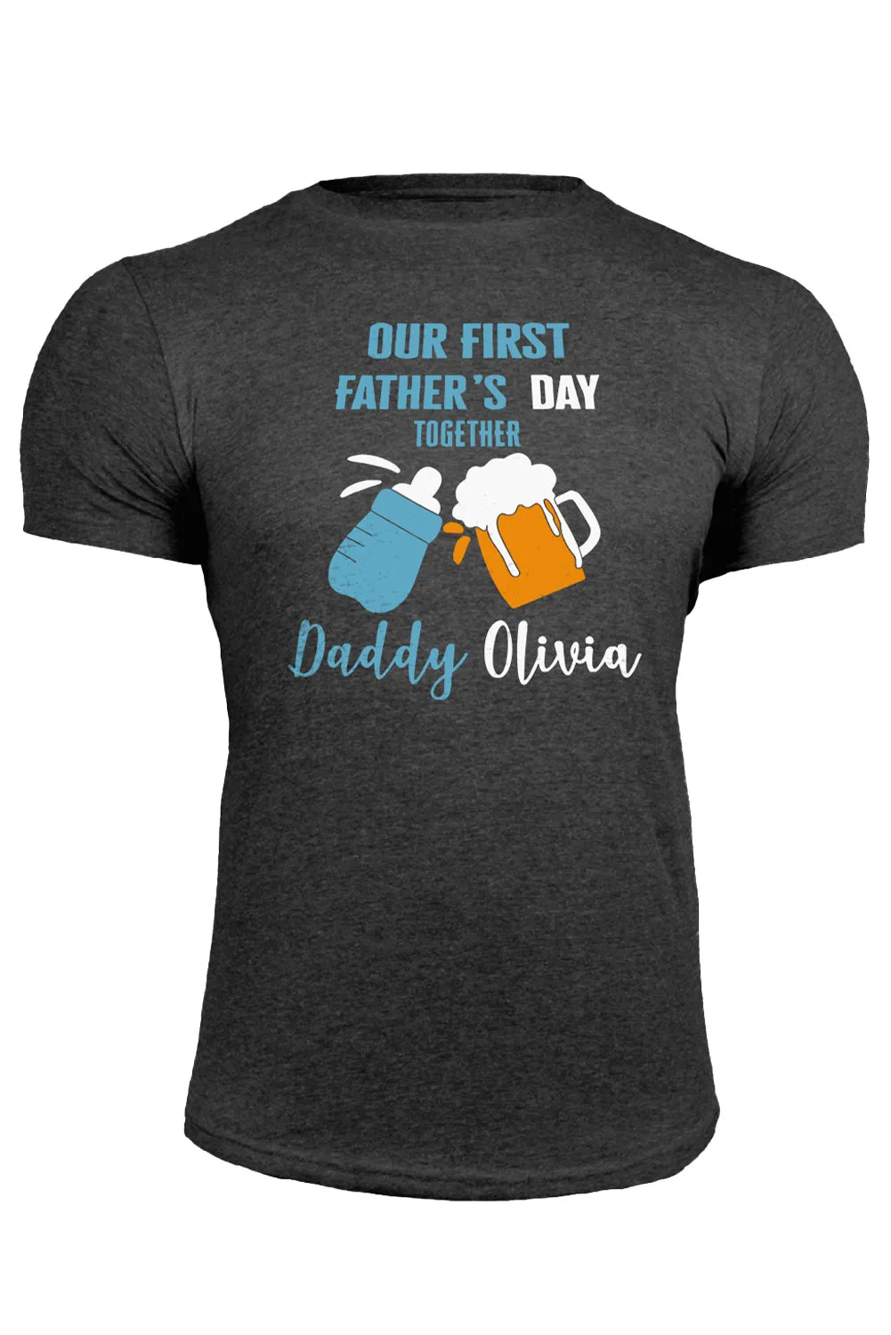 Gray Father's Day Letter Beer Graphic Print Men's T Shirt