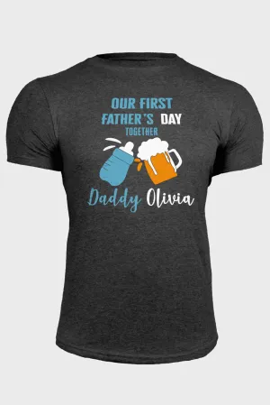 Gray Father's Day Letter Beer Graphic Print Men's T Shirt