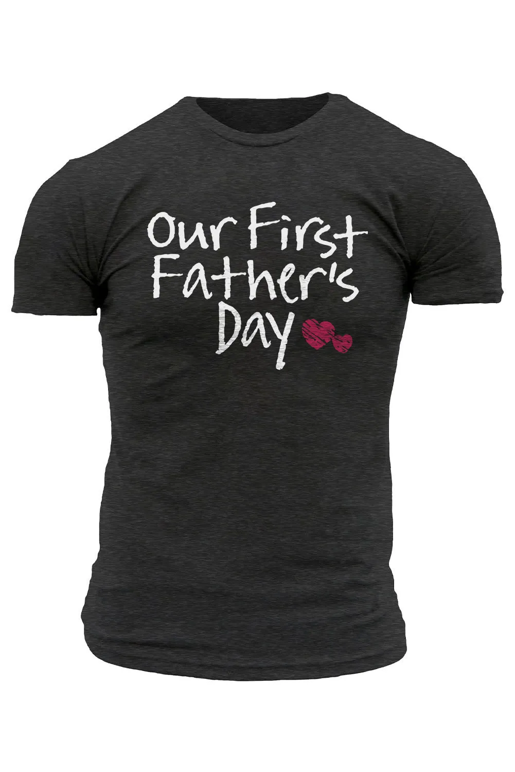 Gray Our First Father's Day Heart Print Muscle Fit Men's T Shirt