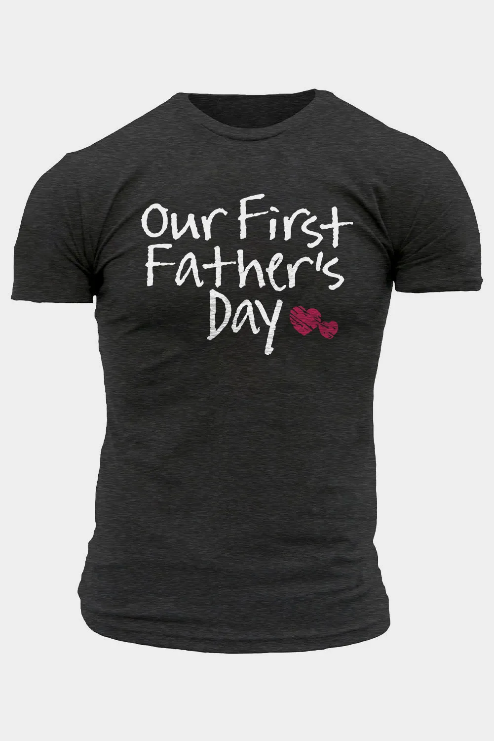 Gray Our First Father's Day Heart Print Muscle Fit Men's T Shirt