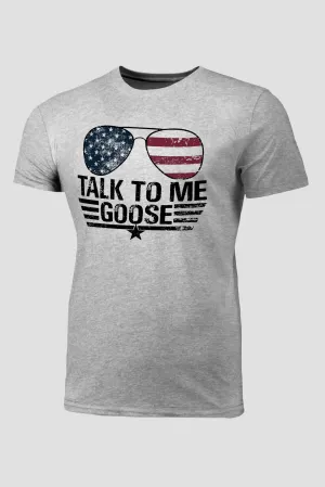 Gray Talk To Me Goose American Flag Graphic Print Men's T Shirt