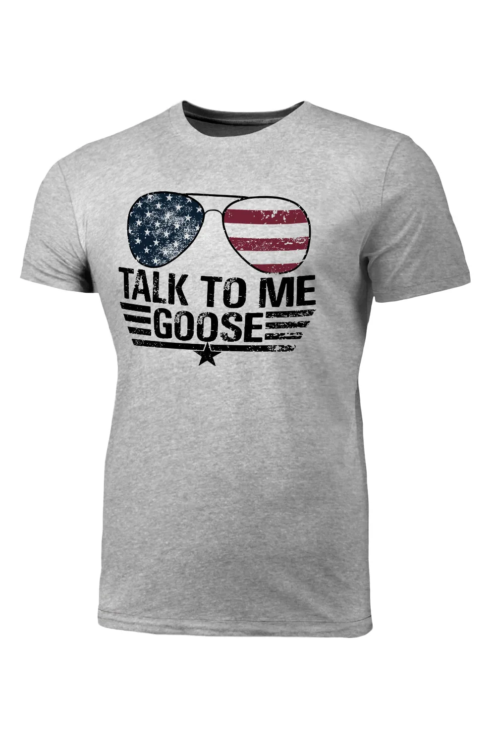 Gray Talk To Me Goose American Flag Graphic Print Men's T Shirt