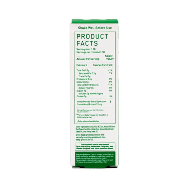 Green Roads Broad Spectrum OIl Tincture 750mg 30ml Apple Kiwi Bliss