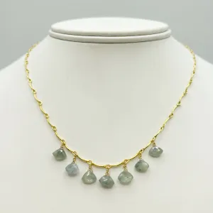 Green Sapphire Drops on Gold Filled Chain Necklace