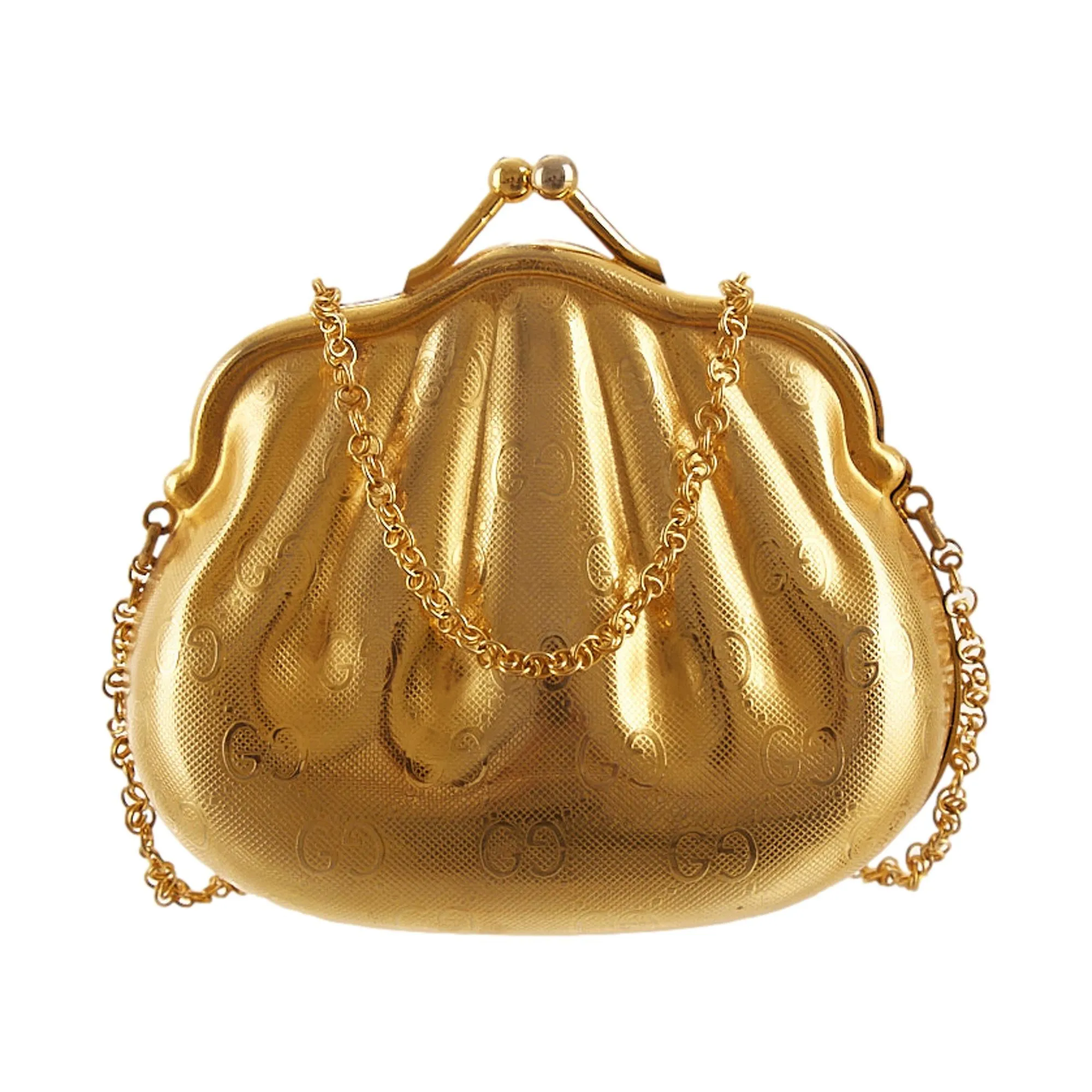 Gucci Gold Logo Metal Chain Bag