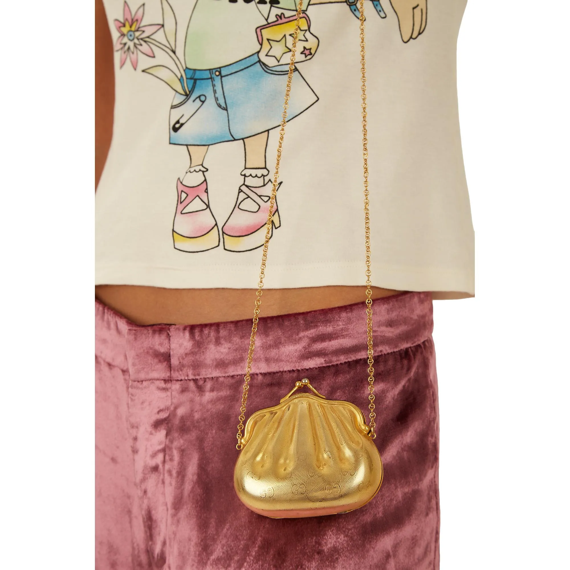 Gucci Gold Logo Metal Chain Bag