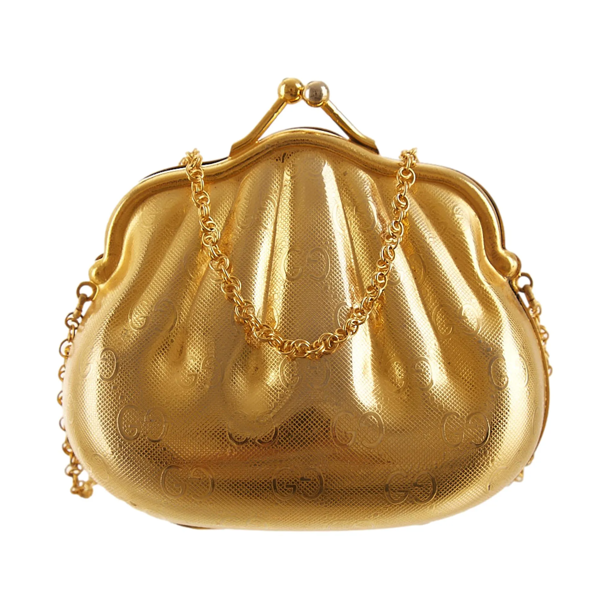 Gucci Gold Logo Metal Chain Bag