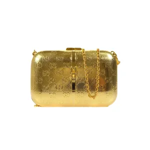 Gucci Gold Monogram Metal Chain Bag 