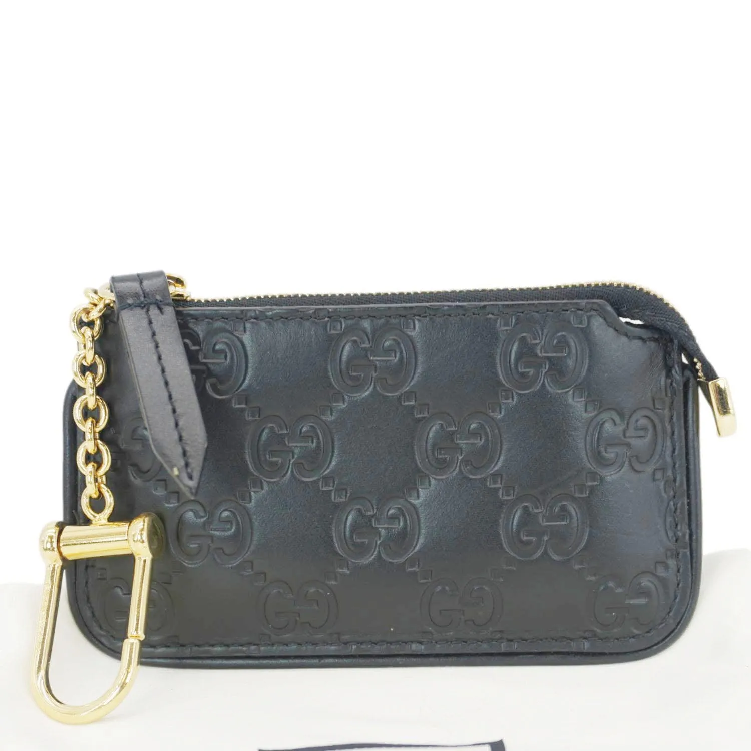 GUCCI Leather Clip Key Case Black 447964