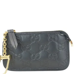 GUCCI Leather Clip Key Case Black 447964