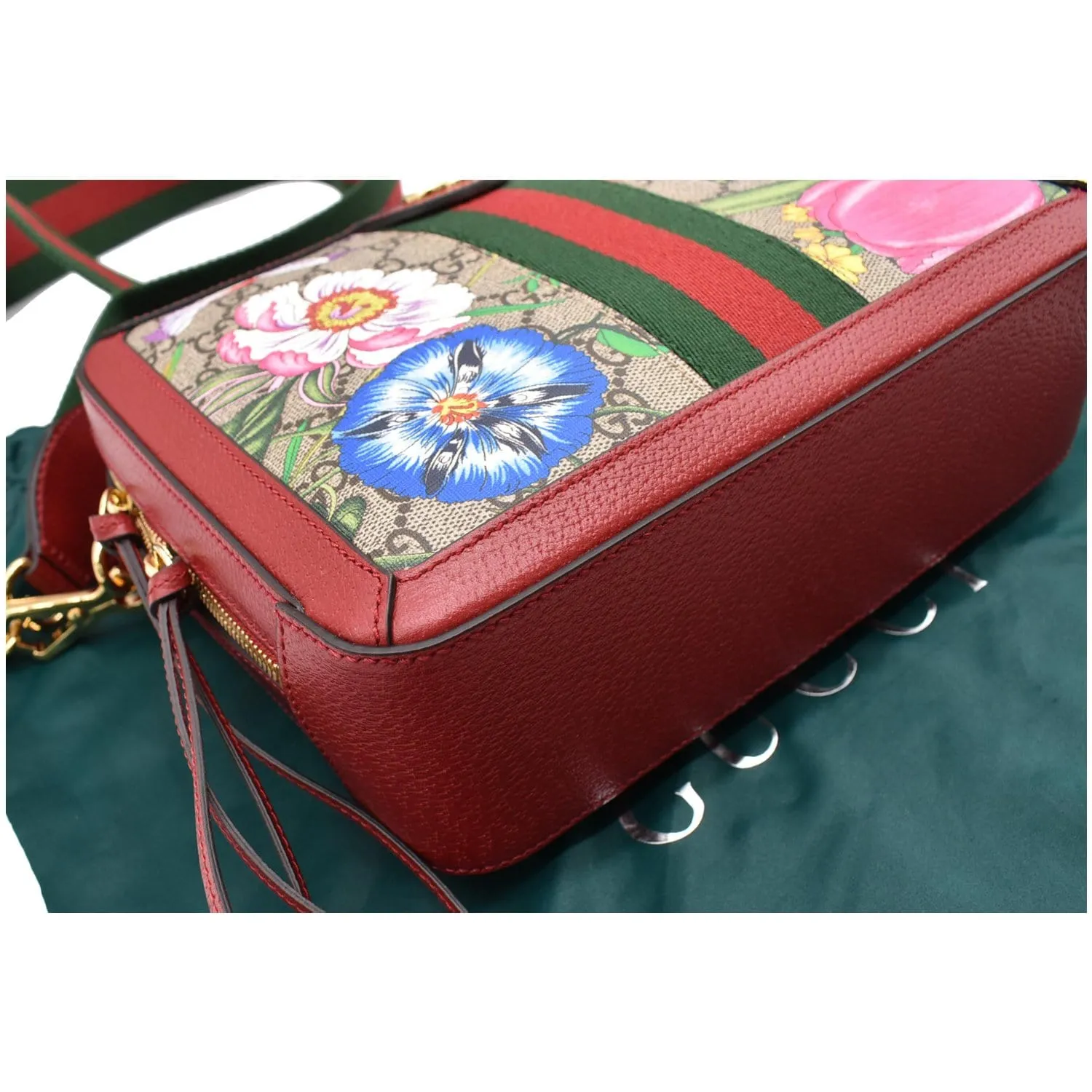 GUCCI Ophidia Flora Web Small Top Handle Shoulder Bag Red 550622